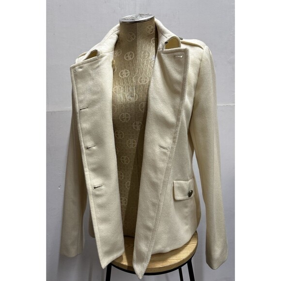 J. CREW women size 8 beige jacket double breasted waist wool ooat - Picture 14 of 16